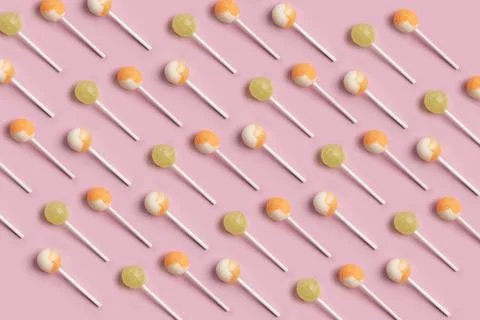 Lollipop candy pattern on pink background Stock Photos