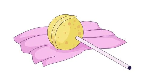 Lollipop candy placed on wrapper 2D cartoon object 스톡 일러스트
