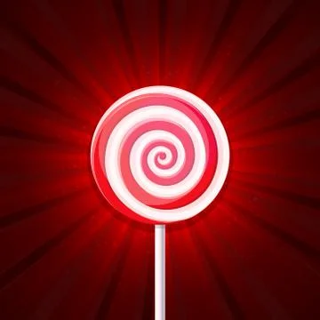 Lollipop Candy on Red Background. Vector Stockillustratie