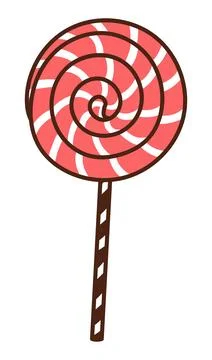 Lollipop candy with spiral pattern hand drawn illustration Stock Illustration