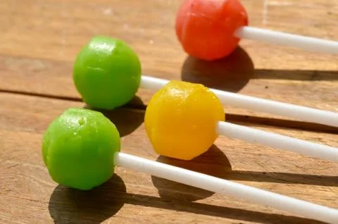 Lollipop candy on  table Stock Photos