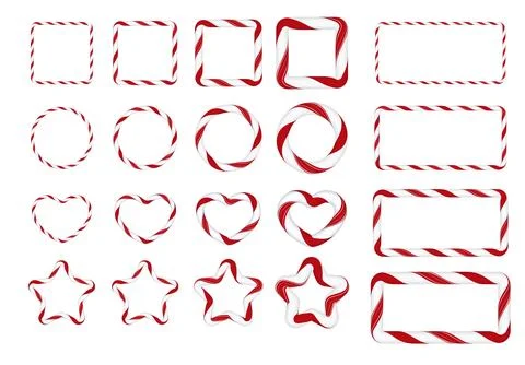 Lollipop Cane. Vector set of geometric frames in different shapes and thickness. Illustrazione stock