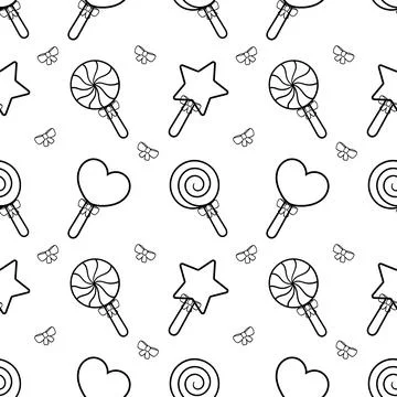 Lollipop hand drawn seamless pattern Stock Illustration