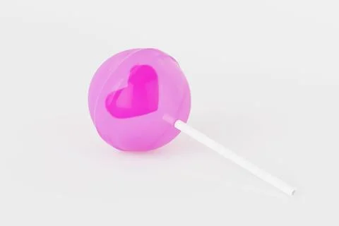 A lollipop with heart inside, 3d rendering Stock Illustration