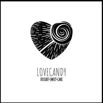 A Lollipop inside your heart. Vector logo for cafes, bakeries and Stock Illustration