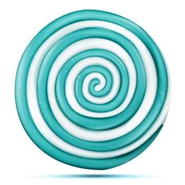 Lollipop Isolated Vector. Blue Round Sweet Candy Swirl Illustration Illustration
