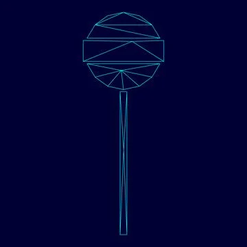 Lollipop low poly triangulation triangulated polygonal electric cyan blue vib Stock Illustration
