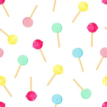 Lollipop pattern. Sweet candy background. Cartoon lollipop texture. Vector il Stock Illustration