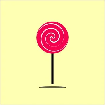 Lollipop with red spirals, rainbow twisted sucker candy on stick Stock Illustration