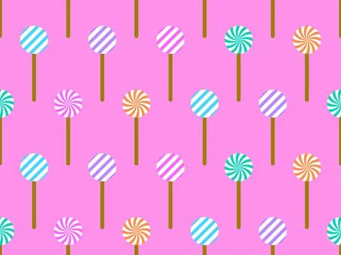 Lollipop seamless pattern. Striped round lollipop in minimalist style. Holi.. 库存插图