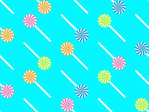 Lollipop seamless pattern. Striped round lollipop in minimalist style. Holi.. Illustrazione stock