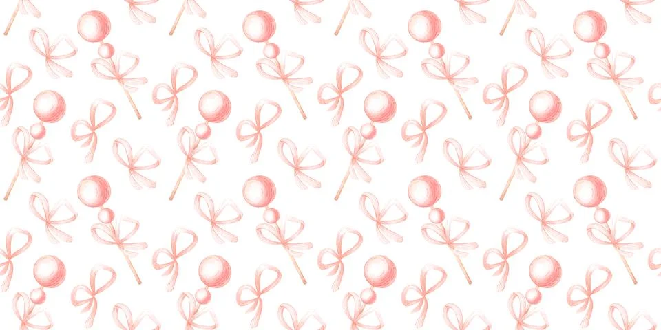 Lollipop stick bow seamless pattern isolated Illustrazione stock