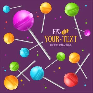 Lollipop Sugar Candy Background. Vector Stock Illustration