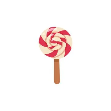 Lollipop sweet candy on stick, flat cartoon vector illustration isolated. Illustrazione stock