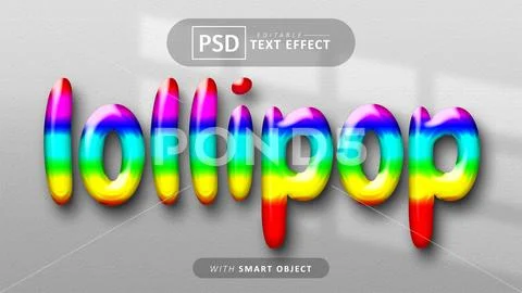 Lollipop text effect editable PSD Template