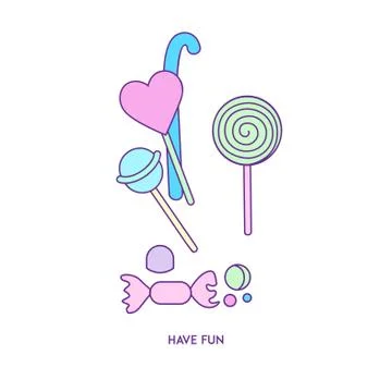 Lollipops and candy on a white background Stock Illustration