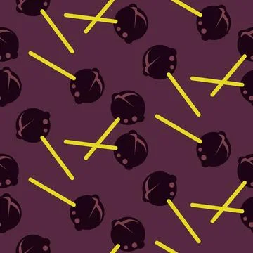 Lollipops candy seamless repeating pattern in purple colors. Sweet sugar candies Illustrazione stock