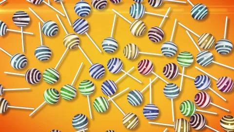 Lollipops. Candy on stick with twisted design. 3d rendering. Stock-Illustration