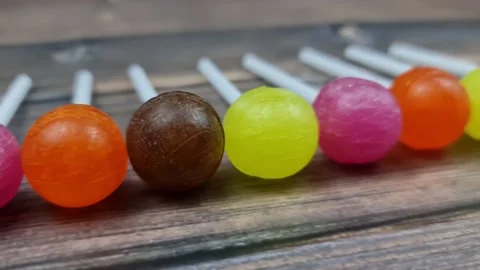 The Lollipops in the close-up. Candy caramel. Stock Footage 162321891