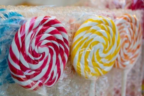 Lollipops close up Stock Photos