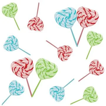 Lollipops, heart shaped. Seamless pattern. Vector illustration. Stock Illustration