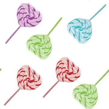 Lollipops, heart shaped. Seamless pattern. Vector illustration. Stock Illustration