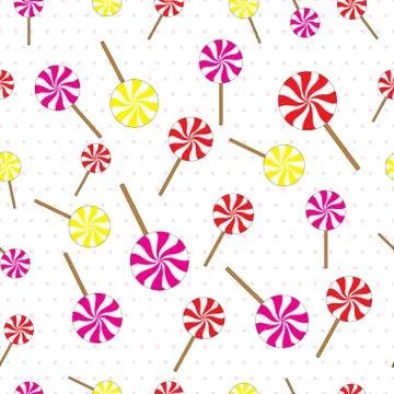 Lollipops seamless pattern. Vector illustration. Stock Illustration
