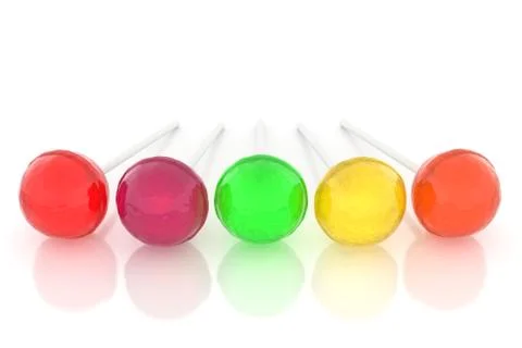 Lollipops on white 3D render Illustrazione stock