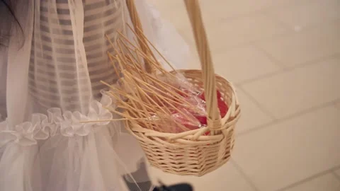 Lollipops in a wicker basket. Stock Footage 171463070