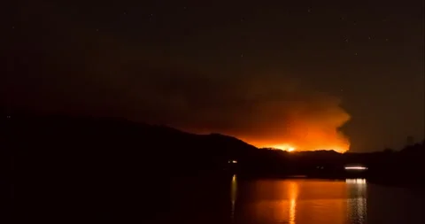 Loma Fire Timelapse - 4K Stock Footage 248529813