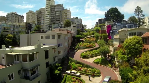 Lombard Street San Francisco Aerial Stock Footage