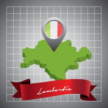 Lombardia Map With Map Pointer Stock Illustration