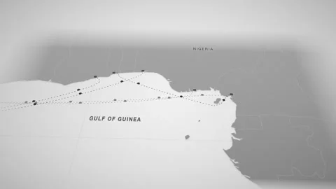 Lome to douala container cargo shipping route map animation seamless loop Stock Footage 345945093