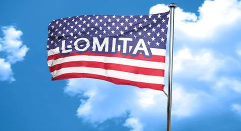 Lomita, 3D rendering, city flag with stars and stripes Stock Illustration