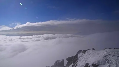 Lomnicky Stit - Pan, Sun, Clouds, Mountain Station Stock Footage 74312753