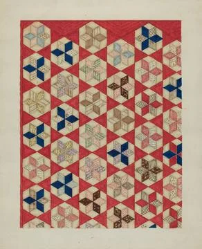 Lon Cronk, Patchwork Quilt Evening Star, c 1936 Patchwork Quilt - Evening ... Stock Photos