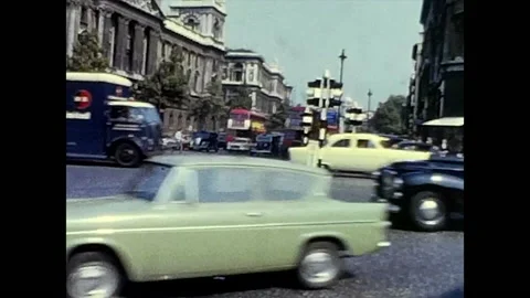 London 1960 Busy roads trafic Stock Footage