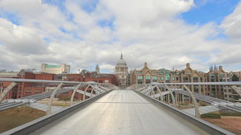 London 53 - Millenium Bridge heading north and St Paul Part 2 - 4k Stock Footage 148908951