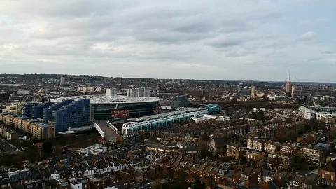 London Aerial panoramic Revealing Shot Stock Footage