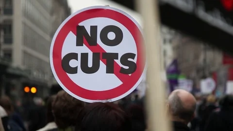 London Anti-Cut Protest Stock Footage