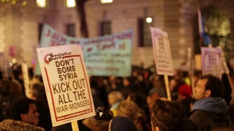 London Anti-War Protest Stock Footage 75987598