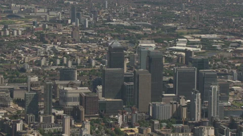 London Banks Canary Wharf Aerial Stock Footage 63977040