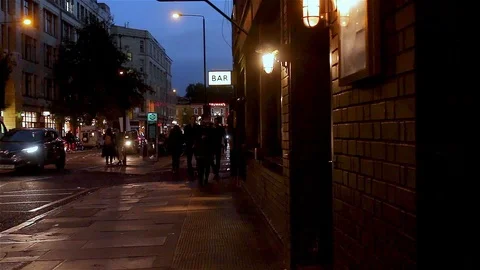 London Bar Evening Stock Footage 123852536