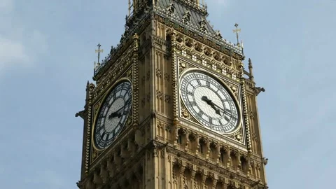 London Big Ben clock on Time lapse with blue sky on background Stock Footage 272761290