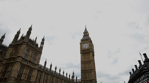 London Big Ben Clock Tower Houses of Parliament and Ambient Sound Stock Footage 39064006