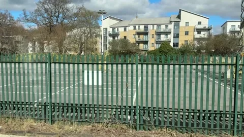 London bound train accelerating away from station  DRIVING PLATE Stock Footage 304596957