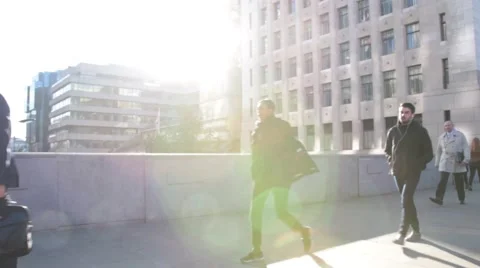 London  Bridge Commuters Stock Footage 68901700