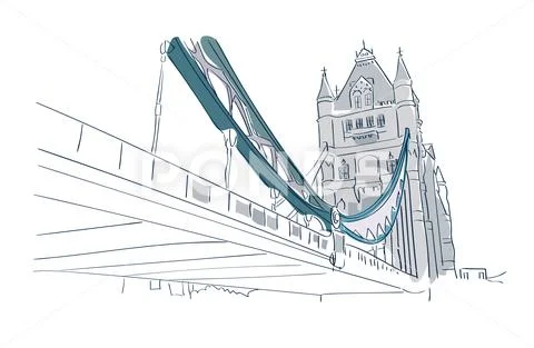 London Bridge Sketch Line Isolated View Building