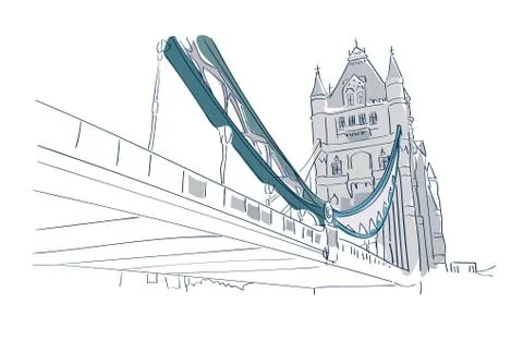 London Bridge sketch line isolated view building Stock Illustration