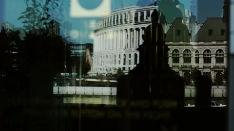 London building reflection silhouettes Stock Footage 318548531